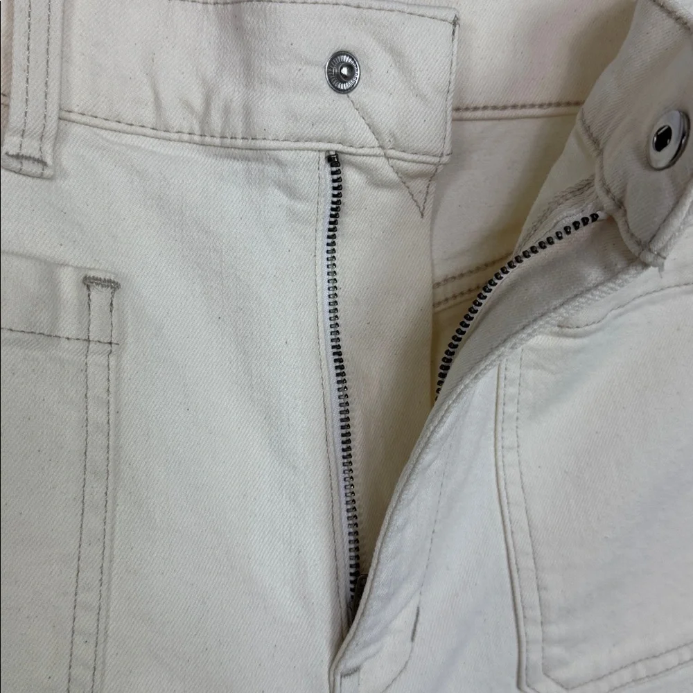 Madewell Emmett Wide Leg Full Length Jeans‎ Patch Pockets Beige Size 30 NWOT